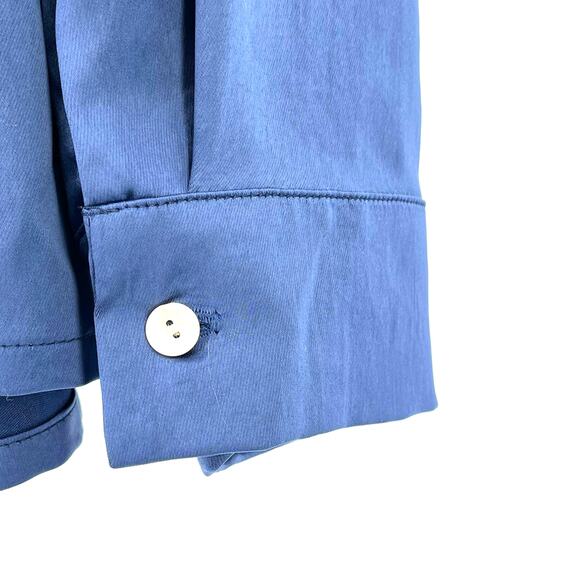 Karen Kane Satin Button Front Shirt Womens Plus Size 3X Indigo Blue V Neck - Picture 4 of 7